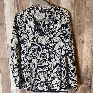 Vineyard Vines Navy White Seahorse Sand Dollar Tunic Top